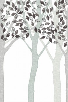 Grau Wandbild Bäume Vlies