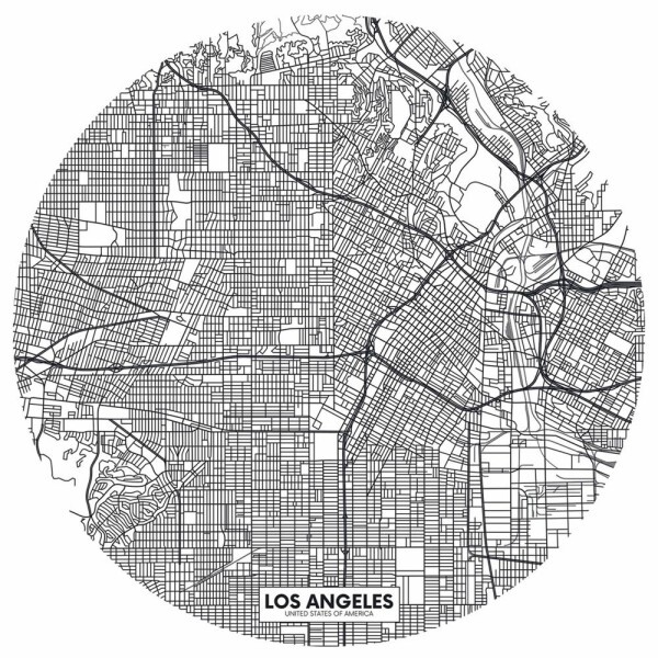 graphic Los Angeles mural black and white Caselio - Young and free YNF103450999