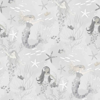 sea grass and mermaids gray non-woven wallpaper Tiny Tots 2 Essener G78389