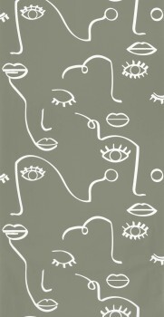 stylized story shapes eyes wallpaper gray white Young and free YNF103337007