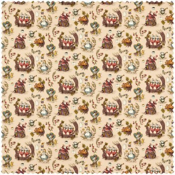 Decorative fabric Alice in Wonderland Hatter Queen of Hearts Disney beige DDIF227164