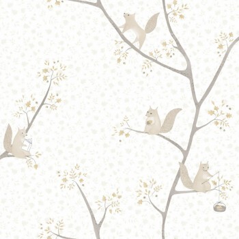 Wallpaper non-woven branches squirrel brown beige Rose & Nino RONI85611028