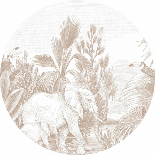 große Elefanten Wandbild grauweiß und braun Woodland Rasch Textil 159077