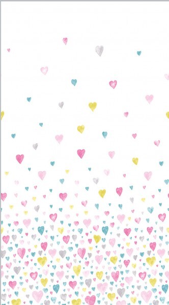 Hearts fabric panel pink