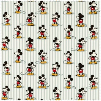 Decorative fabric Mickey Mouse stripes Disney cream white blue DDIF227150