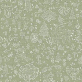 non-woven wallpaper fairytale nature motifs green 014805