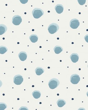 Non-woven wallpaper white dots blue wallpaper