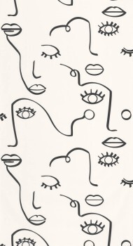 mouths and eyes wallpaper cream and black Young and free YNF103339010