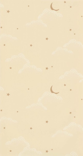 Clouds, moon and stars wallpaper beige Caselio - Autour du Monde Texdecor ADM103481023