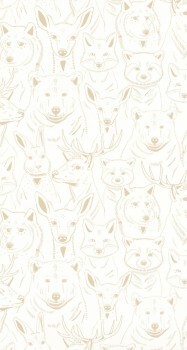 Animal sketches wallpaper white and brown Caselio - Autour du Monde Texdecor ADM103521012