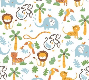 Zoomotive jungle wallpaper white and colorful Little Love AS Creation 381152