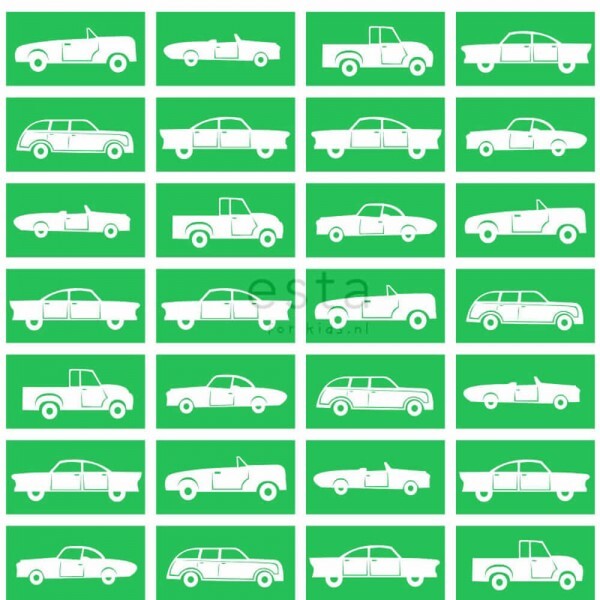 Grün Papiertapete Autos Kinderzimmer