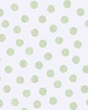 non-woven wallpaper white dots green glitter
