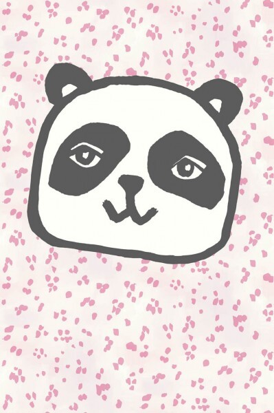Pink mural Panda non-woven