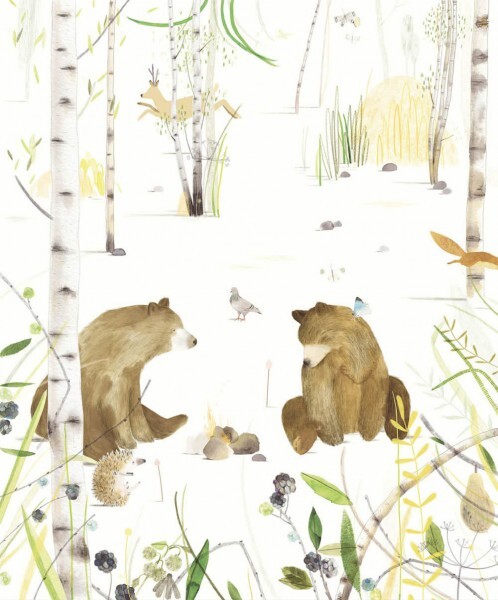 Bear forest brown mural