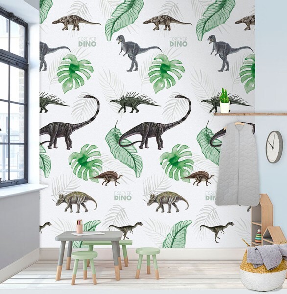 Wandbild Dinosaurier Weiß Grün