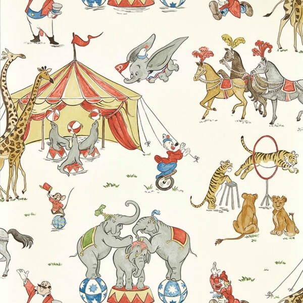 non-woven wallpaper Dumbo the flying elephant circus Disney beige DDIW217284