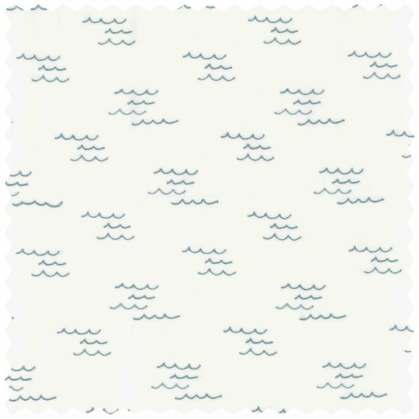 White decor fabric light blue waves Rose & Nino 45370197