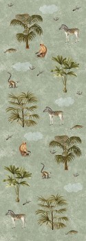 Palmen und Tiere Natur Wandbild hellgrün Olive & Noah Behang Expresse INK7801