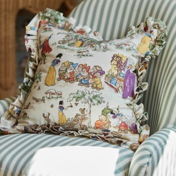 Decorative fabric Snow White 7 dwarfs fairytale forest Disney beige DDIF227154