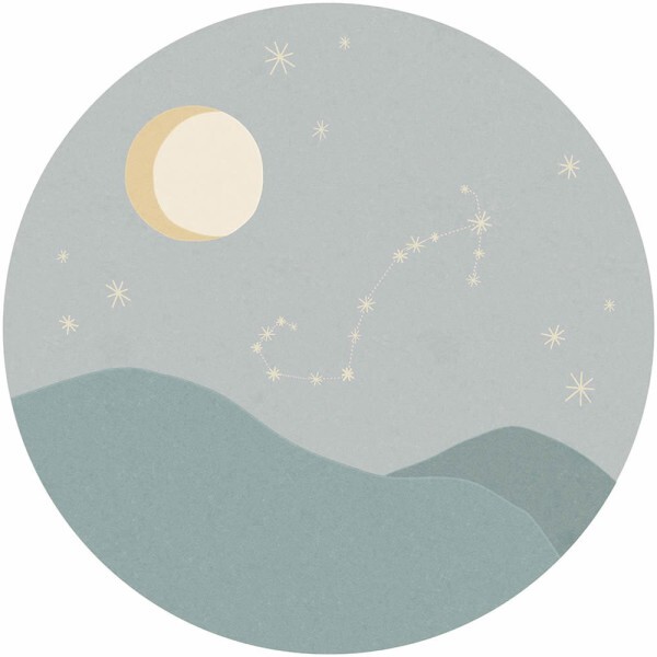 Sterne Wolken Sternzeichen Skorpion Wandbild rund blau Explore Eijffinger 323142