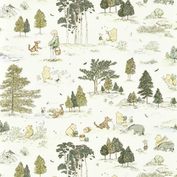 non-woven wallpaper Winnie Pooh Tigger Piglet forest cream white DDIW217280