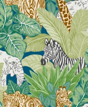 Green jungle animals non-woven wallpaper Smita GV24281 Good Vibes