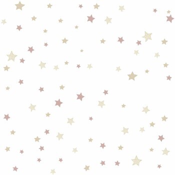 non-woven wallpaper small stars little stars white pink beige 014828
