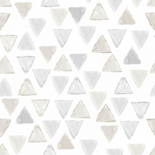 Wallpaper non-woven triangles beige grey