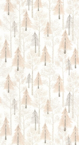 Forest motif non-woven wallpaper white beige Casadeco - Once upon a time OUAT88241732