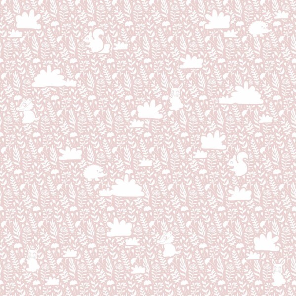 Wolken und Tiere Tapete rosa und weiß Mondobaby Rasch Textil 113015