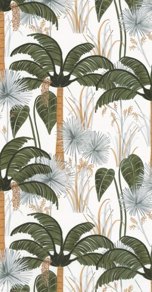 Exotic leaves white and green wallpaper Caselio - Young and free Texdecor YNF103377004
