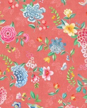 Wallpaper non-woven red flowers pattern Pip Studio 5 300107