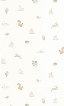 forest animals non-woven wallpaper white gray Casadeco - Once upon a time OUAT88259197