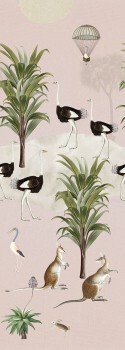 Natur Straußmotive Wandbild rosa Olive & Noah Behang Expresse INK7805