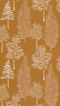 Forest motifs ocher wallpaper Caselio - La Foret Texdecor FRT102952237