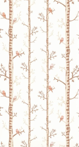 Trees and Birds White and Brown Wallpaper Caselio - Autour du Monde Texdecor ADM103562011