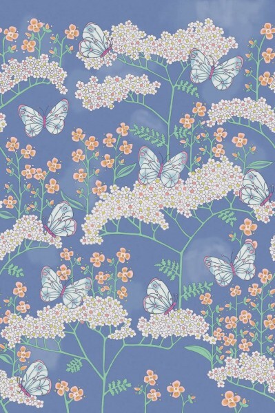 Blau Vlies Wandbild Schmetterlinge