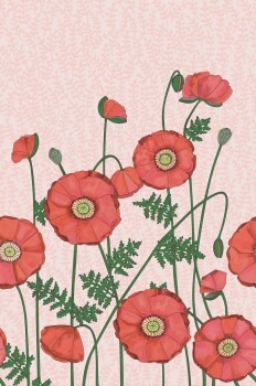 Poppies mural red non-woven