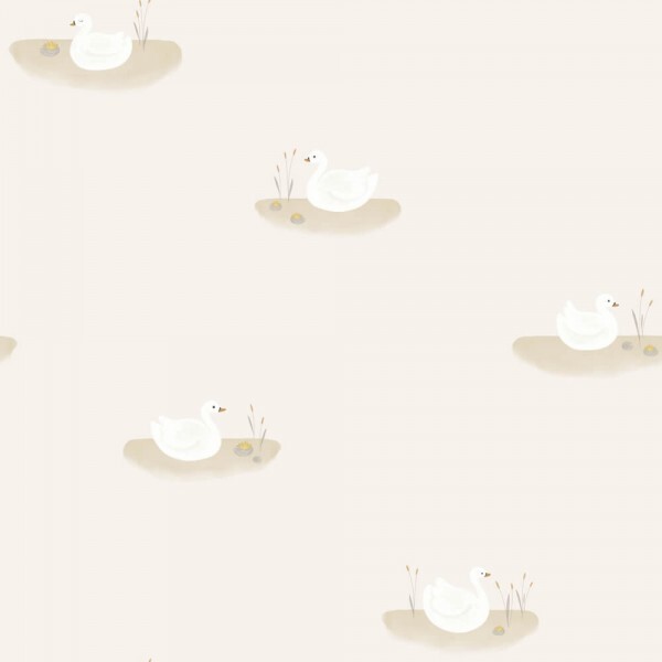 Non-woven wallpaper swan pond beige Rose & Nino RONI85491212