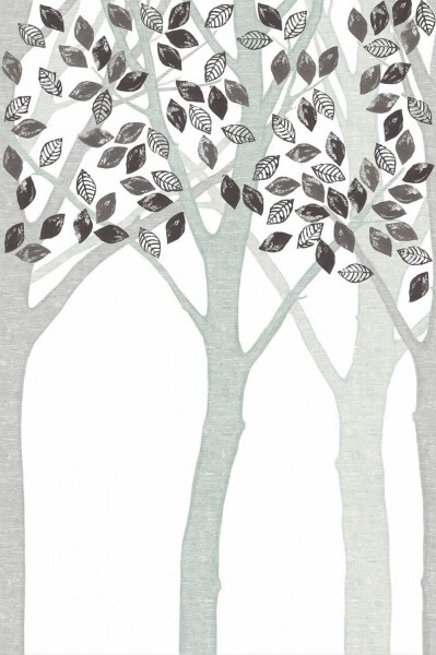 Grau Wandbild Bäume Vlies