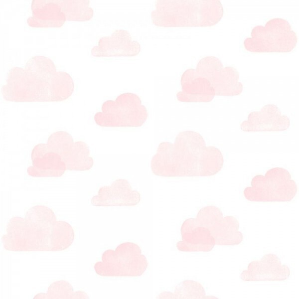 Non-woven wallpaper clouds pink