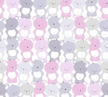 teddies pink, purple and gray non-woven wallpaper Little Love AS Creation 381292