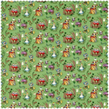 Decorative fabric Alice in Wonderland Grinsekaze Queen of Hearts Disney green DDIF227165