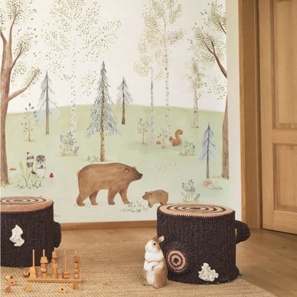 Bear Squirrel Pastel Mural Casadeco - Once upon a time OUAT88227303