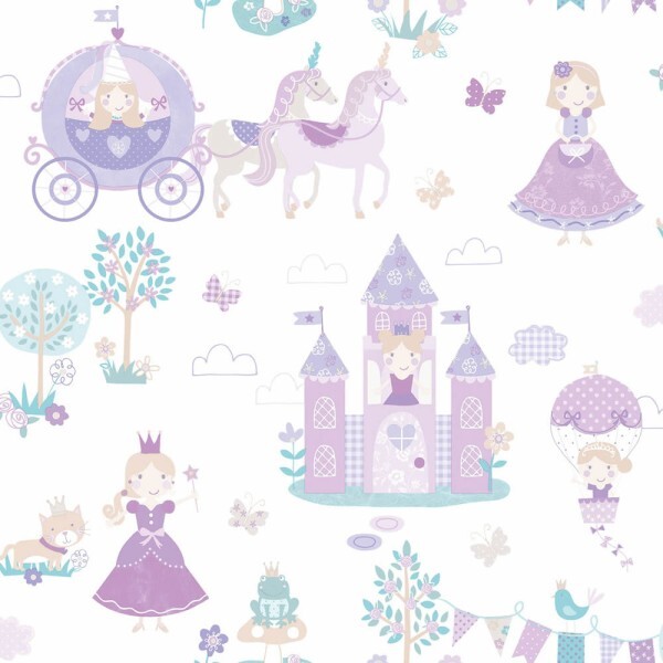 SALE set of 2 G78373 Princess fairy tale wallpaper white and purple Tiny Tots 2 Essener G78373