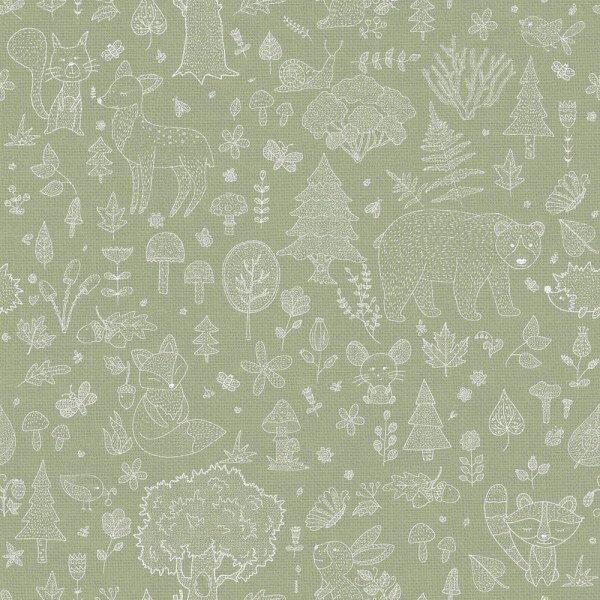 non-woven wallpaper fairytale nature motifs green 014805