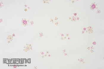 Creme-Weiß Blüten Papiertapete