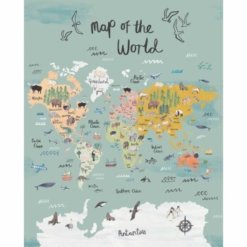 Blue World Map Mural Caselio - Autour du Monde Texdecor ADM103604502