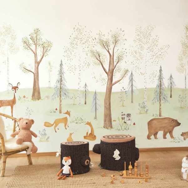 Animals in the Forest Pastel Colored Mural Casadeco - Once upon a time OUAT88547611